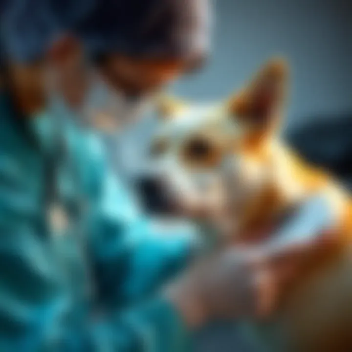 Veterinarian examining a dog