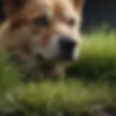 Close-up of various grass types consumed by dogs, highlighting preferences