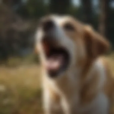 A dog exhibiting sneezing behavior in a playful setting.