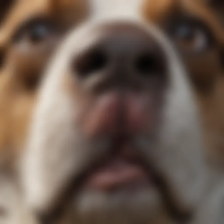 Close-up of a dog's nose, highlighting potential health concerns.