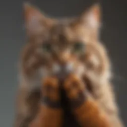A close-up view of cat petting gloves showcasing their unique design and texture.