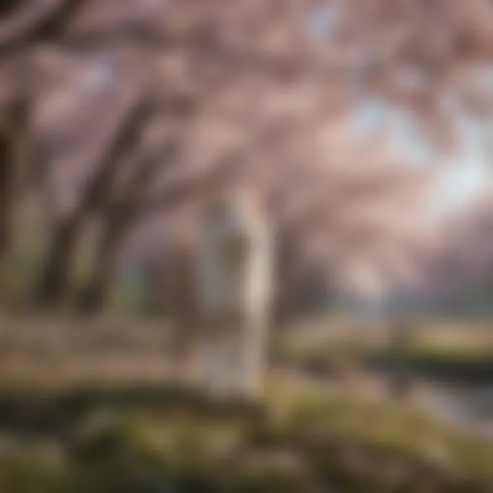 Illustration depicting the ecological role of cherry blossoms in their habitat
