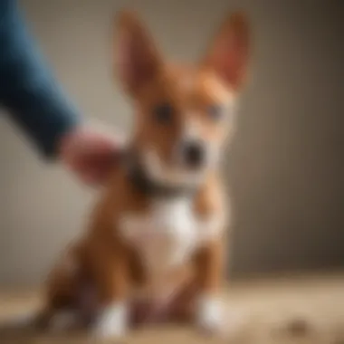 A Basenji puppy engaged in a training session with its owner, highlighting the significance of training.