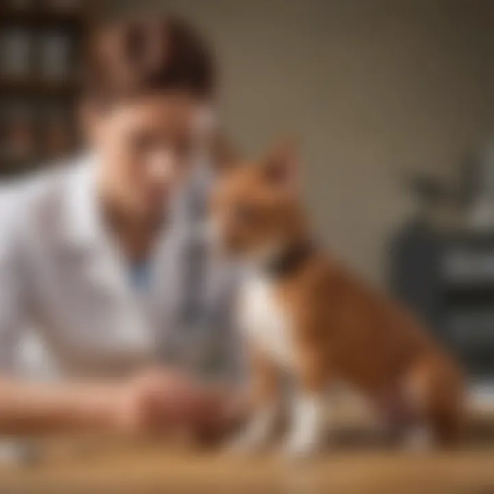 A veterinarian examining a Basenji puppy, emphasizing the importance of regular health checks.