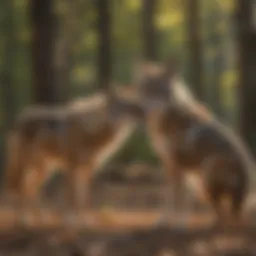 Coyote pair during mating season in Tennessee's natural habitat