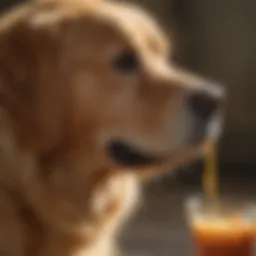 A golden retriever experiencing digestive discomfort