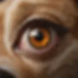 Close-up of a dog's eye showing discharge
