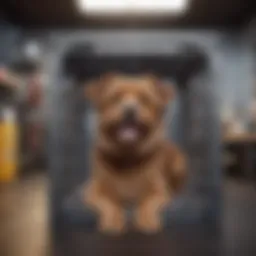 A well-designed dog grooming crate showcasing its interior and ventilation.