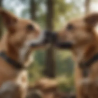 Two dogs displaying signs of tension and conflict