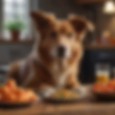 A healthy dog enjoying a balanced meal of lean protein and vegetables