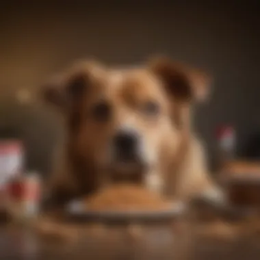 A variety of dog food options showcasing high-calorie ingredients