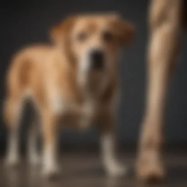 An elderly dog struggling to stand, showcasing signs of hind leg weakness.