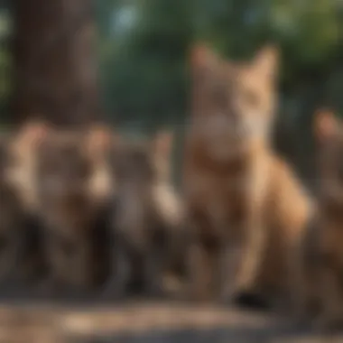 Feral cats forming a hierarchy within a group, illustrating social structure.