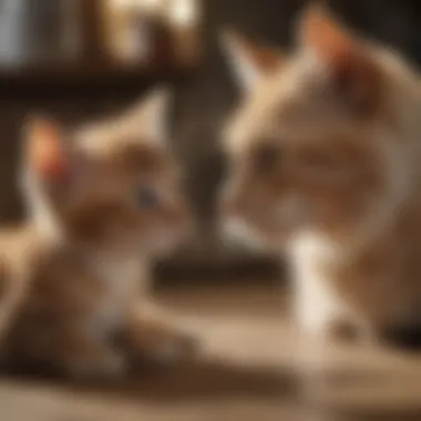 Generations in Harmony A playful kitten interacting with an elderly cat, symbolizing the cycle of life