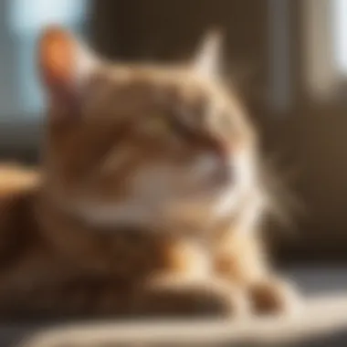 The Serene Life of Senior Cats A senior cat lounging in a sunbeam, showcasing its calm demeanor