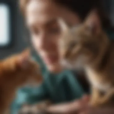 Prioritizing Health in Feline Care A veterinarian examining a cat with care, highlighting health awareness