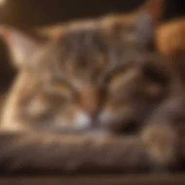 Age and Sleep in Cats An elderly cat sleeping comfortably, highlighting the effects of age on sleep patterns.