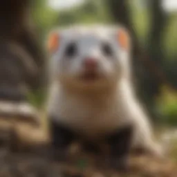 A playful ferret exploring its environment.