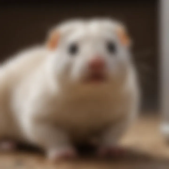 Ferret being treated for fleas by a veterinarian