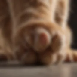 Close-up of a cat's paw with extended claws