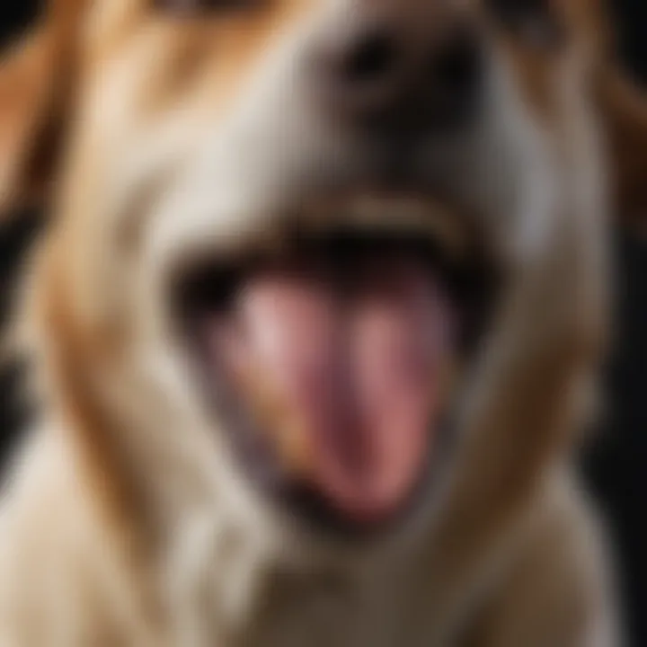 Close-up of a dog's mouth showing signs of distress