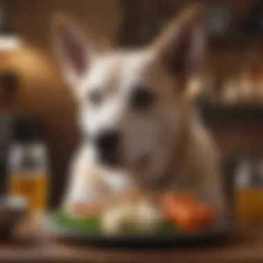 A healthy dog enjoying a balanced meal