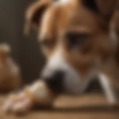 Veterinary professional examining a dog