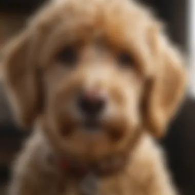 Close-up of a small Goldendoodle's beautiful coat