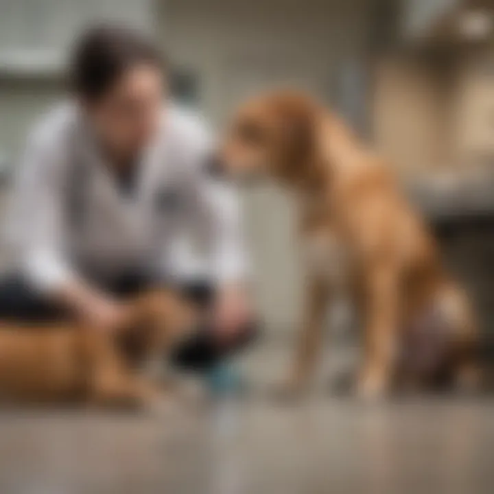 Veterinary professional examining a dog with degenerative myelopathy