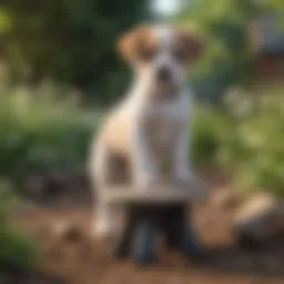 Puppy with loose stool in a garden