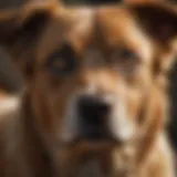 Close-up of a dog with a concerned expression