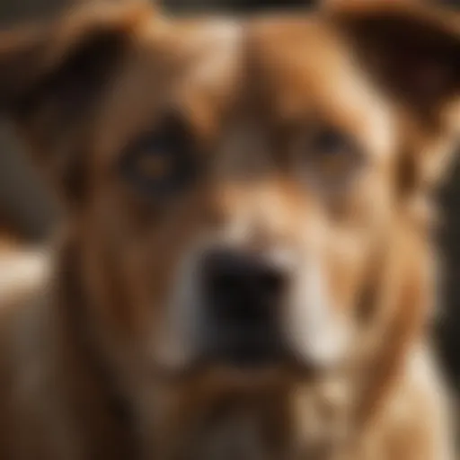 Close-up of a dog with a concerned expression