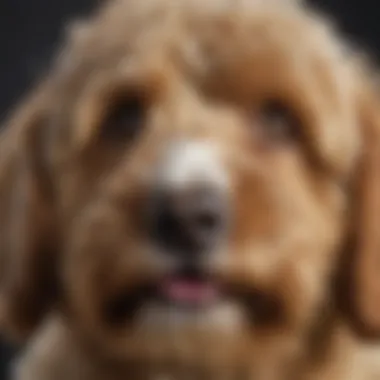 A close-up of a mini Saint Berdoodle's face, reflecting its friendly nature