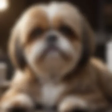 Grooming a Shih Tzu: Care for Hypoallergenic Coats A dog groomer meticulously tending to a Shih Tzu's hypoallergenic coat.