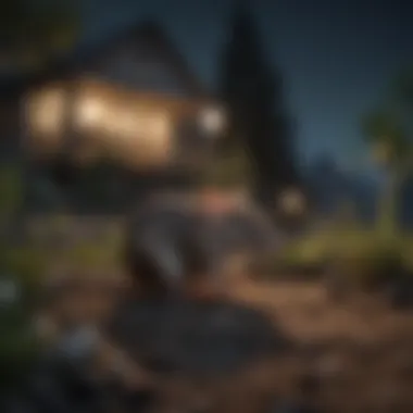 A serene nighttime landscape illustrating the ecological roles of mice in their habitat.