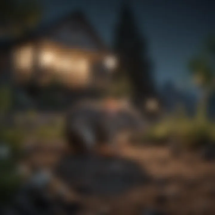 A serene nighttime landscape illustrating the ecological roles of mice in their habitat.