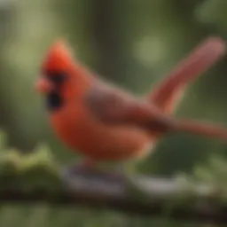 A vibrant Northern Cardinal perched on a branch, showcasing its distinctive plumage and crest.