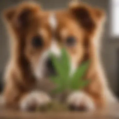 A legal document symbolizing cannabis regulations for pet owners, alongside a pet playing peacefully.