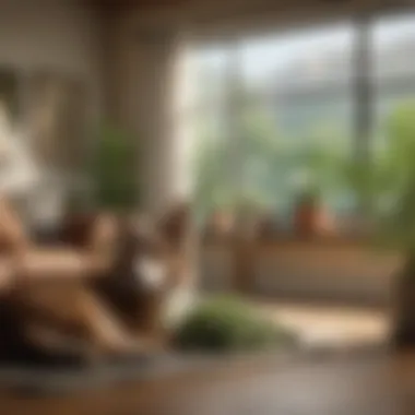 Pet Comfort in a Cannabis-Friendly Home A serene environment showcasing a pet lounging comfortably in a cannabis-friendly home.