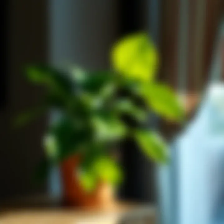 Pothos in Ideal Lighting Conditions Healthy pothos plant thriving under ideal lighting conditions