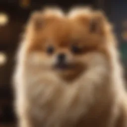 A close-up of a toy Pomeranian showcasing its fluffy coat and expressive eyes