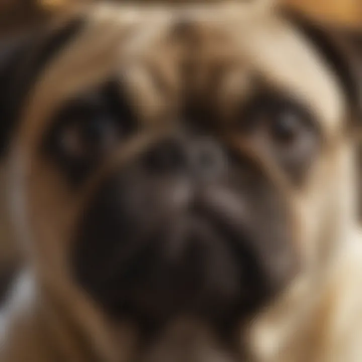 Close-up of a pug's unique facial features