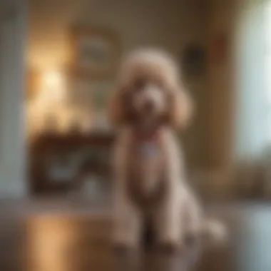 A service poodle in a serene home setting