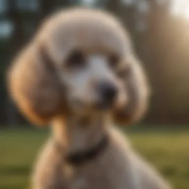 A trained service poodle demonstrating its skills