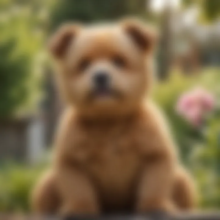 A well-groomed teddy bear dog sitting proudly in a vibrant garden