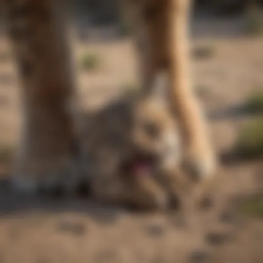 Detailed examination of a bobcat footprint in natural setting