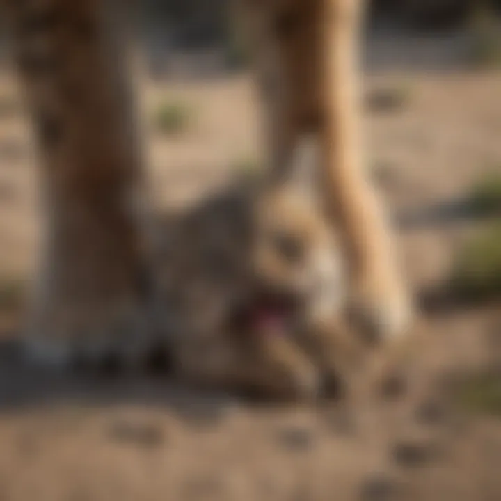 Detailed examination of a bobcat footprint in natural setting