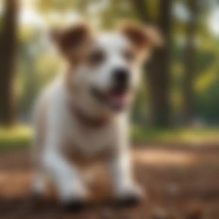 A Caesar dog playing happily in a park