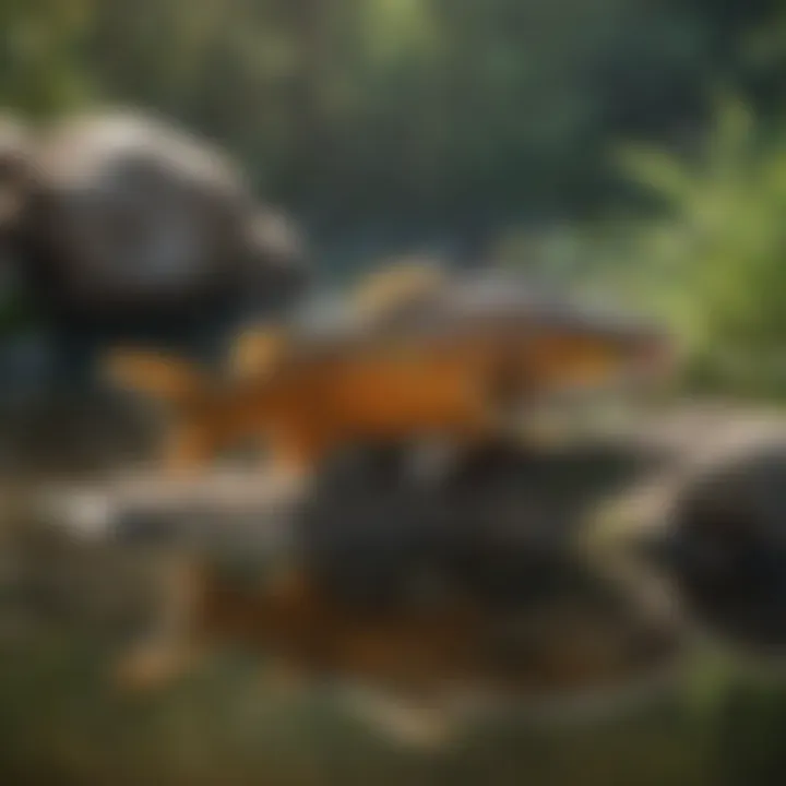 Healthy pond with thriving fish