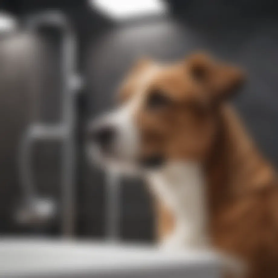 Stylish dog wash faucet installed in a pet grooming area